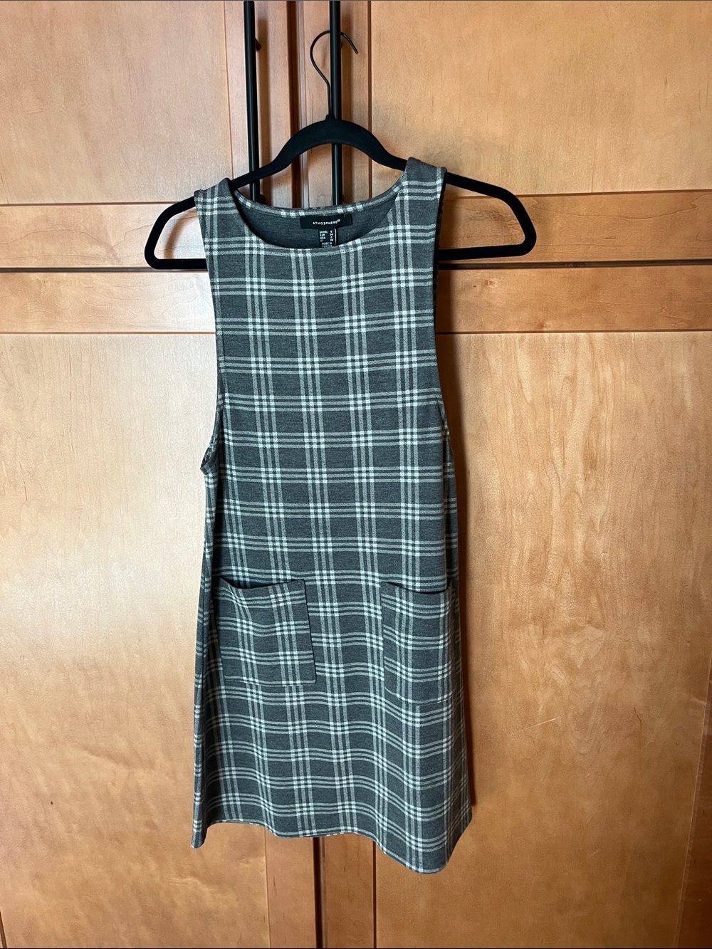 Atmosphere Gray Plaid Sleeveless Shift Dress